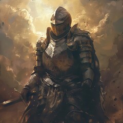 Wall Mural - knight in shining armor illustration