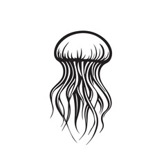 Wall Mural - Jellyfish  in cartoon, doodle style . Image for t-shirt, web, mobile apps and ui. Isolated 2d vector illustration in logo, icon, sketch style, Eps 10, black and white. AI Generative