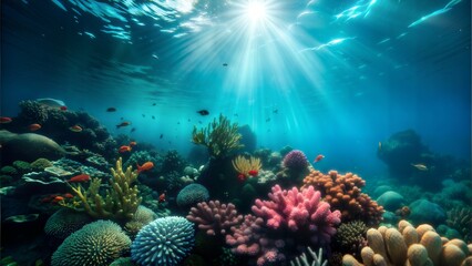 Wall Mural -  underwater scene tropical seabed