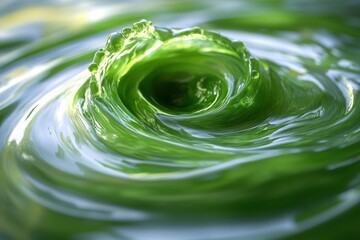 Poster - A dynamic, swirling vortex of vibrant green liquid represents the immense energy potential of biofuels, capturing the essence of innovation and the future of sustainable energy