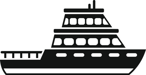 Poster - Simple icon of a large passenger ship sailing on the sea, a perfect visual for tourism related topics