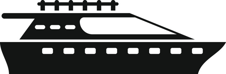 Poster - Simple black silhouette of a luxury yacht sailing on the ocean waves