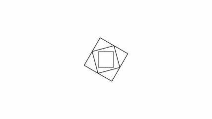 Fototapete - Squares rotating in different directions loading animation black and white. App update animated element monochrome abstract 4K video motion graphic isolated. Geometric shapes loader download upload