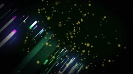 Poster - Colorful light streaks and glowing particles animation over dark background