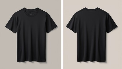 black t-shirt mockup front and back white background