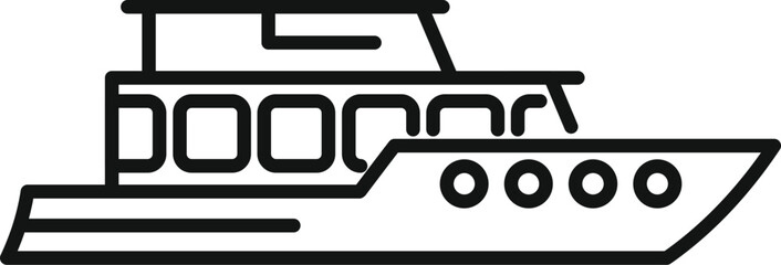 Poster - Minimalist drawing of a river boat sailing on water, perfect for travel and tourism themes