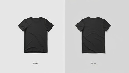 black t-shirt mockup front and back white background