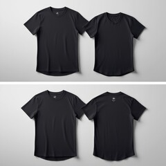 black t-shirt mockup front and back white background