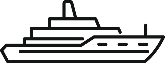 Poster - Minimalist line art drawing of a luxury yacht sailing on the sea