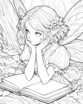 Coloring for kids,fairy tale fairy.