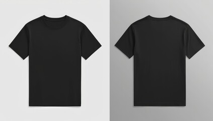 black t-shirt mockup front and back white background