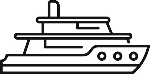 Poster - Minimalist drawing of a modern private yacht sailing on water surface, side view, isolated on white background