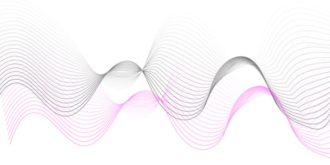 Wall Mural - Abstract wave blend lines on transparent background. Design for banner, wallpaper, background and many more. Undulate Grey Wave Swirl, frequency sound wave, twisted curve lines with blend effect.	