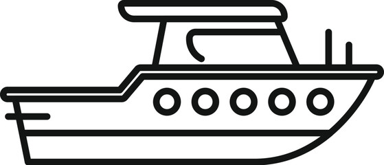 Poster - simple outline style icon representing a motor yacht sailing on the sea
