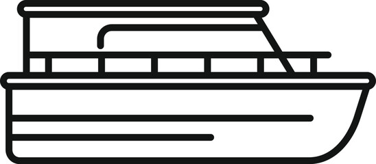Poster - Simple outline style icon of a modern river boat floating on a water surface