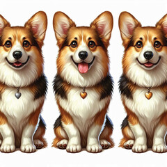 Sticker - Cute Corgi dogs Vector Cartoon illustration