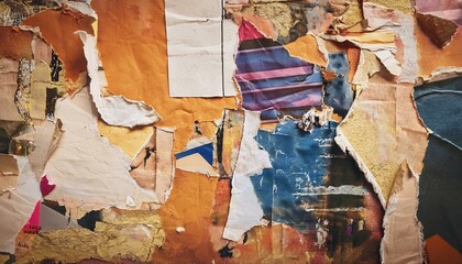 paper on wood, old paper on the wall, wallpaper dried fish in a market, wall in the city, background of old wall, Old ripped torn posters textures backgrounds grunge creased crumpled paper vintage 