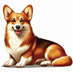 Sticker - Cute Corgi dogs Vector Cartoon illustration