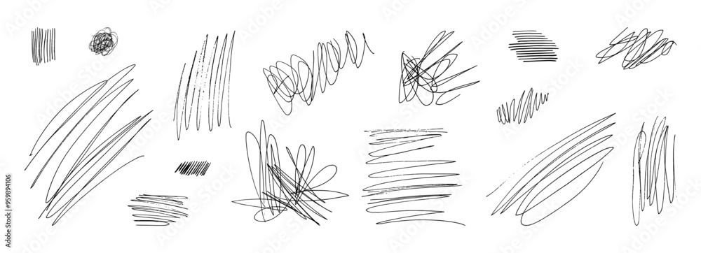 Scribble vector pen doodle hand drawn messy tangled lines, ink ...