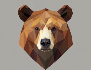 Poster - Portrait of a brown bear. Abstract design with low polygon count. Modern illustration.