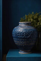 Wall Mural - old vintage clay pot with a beautiful pattern. ai generative