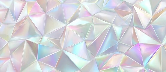 Poster - An iridescent Low Poly Background. An icy shiny crystal texture. An opalescent mother-of-pearl sparking facet. Modern Graphic.