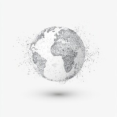 Poster - low poly design illustration of dotted world globe with abstract molecules on white background.