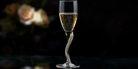 Wall Mural - Sparkling champagne in a crystal flute.