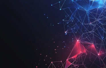 Poster - Dots and lines connected on an abstract technology background.
