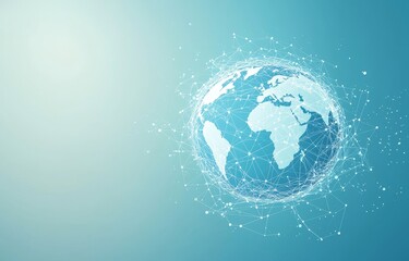 Poster - connecting global networks. big data or global social networks. low polygonal map concept of global 