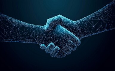 Poster - professional work partnership with two hands handshakes. modern office success teamwork illustration