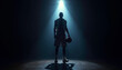 © abu - Silhouette of an NBA star under a spotlight, dramatic dark background.