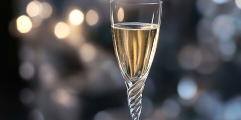 Wall Mural - A glass of champagne with a twisted stem.