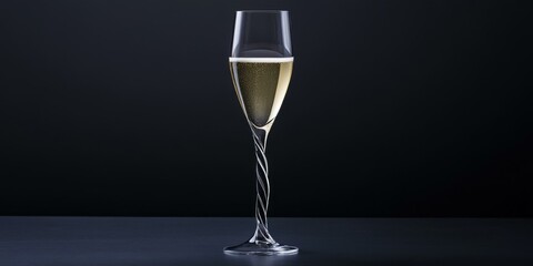 Wall Mural - Champagne flute with bubbles on a dark surface.