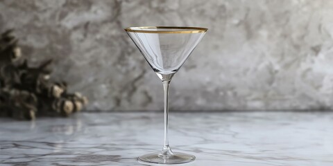 Poster - A gold-rimmed glass on a marble table.