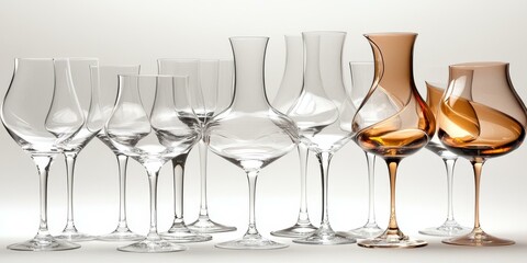 Sticker - Empty wine glasses on a white background.