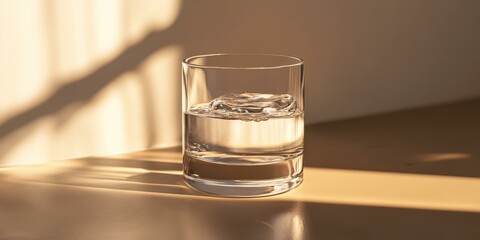 Sticker - A glass of water with light shining through.