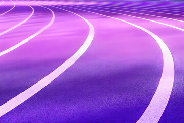 Canvas Print - top view detail purple color running track in stadium