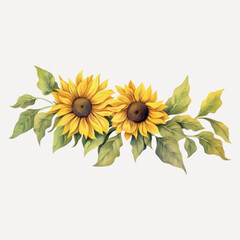 Sticker - Vibrant sunflowers with green leaves