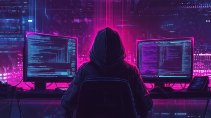 Cyberpunk Hacker at Work