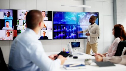 Poster - Business Presentation In Meeting Room. People Looking