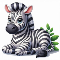 Sticker - Cute Zebra Vector Cartoon illustration