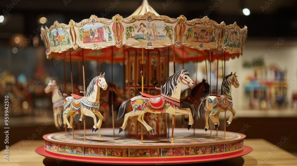 Rotating Carousel with Horses: A 3D Papercraft Model for Decorative ...