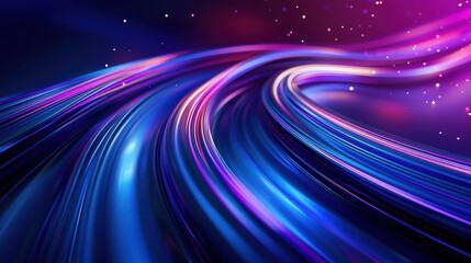 Poster - Abstract light patterns with a dynamic flow, characterized by vibrant blues, purples, and pinks with a sense of movement