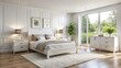 © DigitalArt Max - Soft, white bedroom furniture contrasts against the crisp, light-colored walls and floor, creating a serene and airy