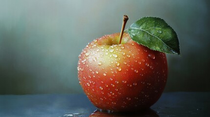 Wall Mural - red apple with water drops