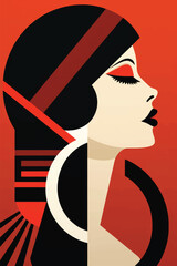 Poster - Stylized geometric woman profile