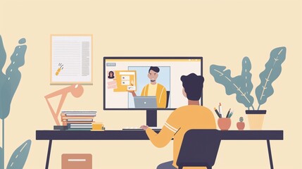 Poster - Online Meeting  Video Call  Conference  Work From Home  Virtual Office  Online Communication  Home Office  Teleconference  Web Meeting  Remote Work  B