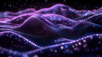 Abstract Purple and Blue Digital Wave Background