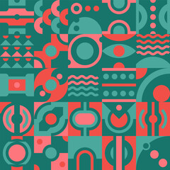 Poster - Seamless pattern in minimalism style, green and red colors